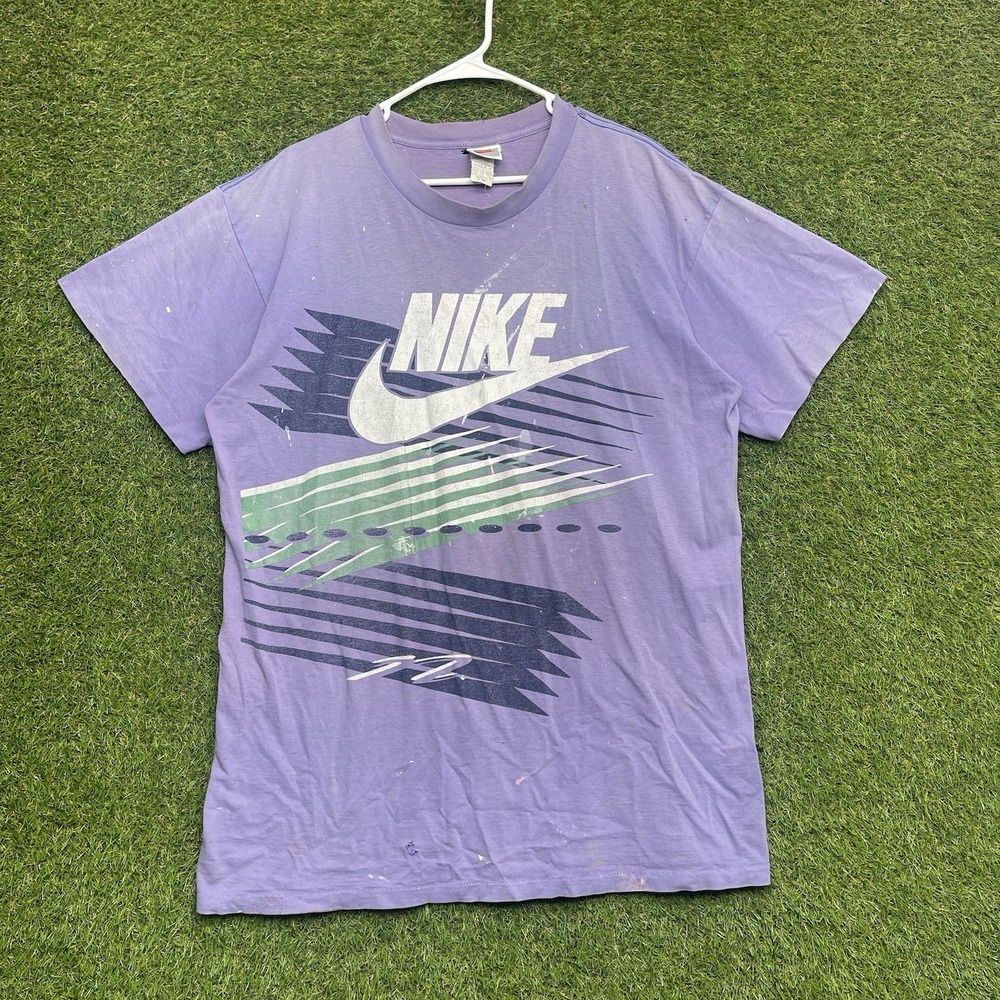 Vintage Nike Shirt Mens Large Single Stitch Y2K Purple Distressed Agassi Mcenroe